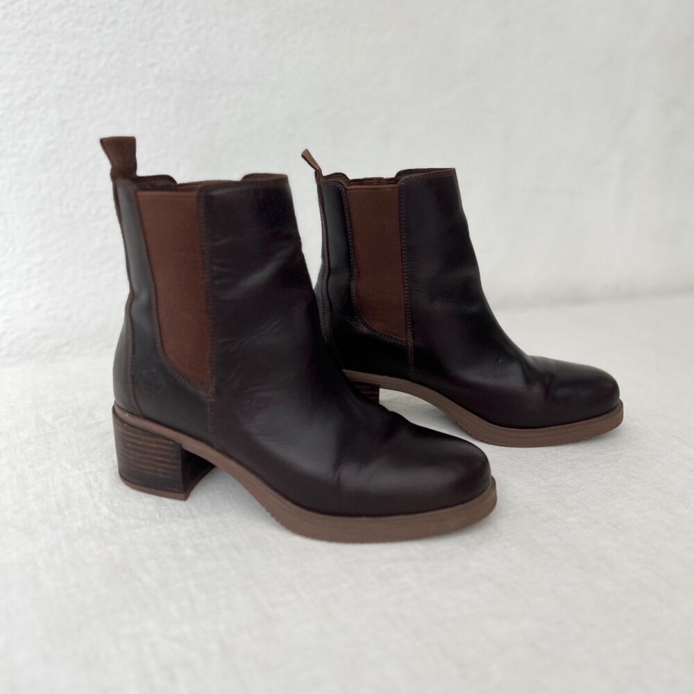 Timberland Women's Dalston Vibe Mid Chelsea Boot Chestnut / Dark Brown Size 7.5